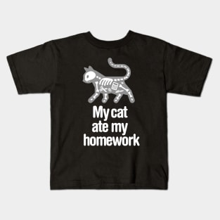 My cat ate my homework funny back to school student Kids T-Shirt